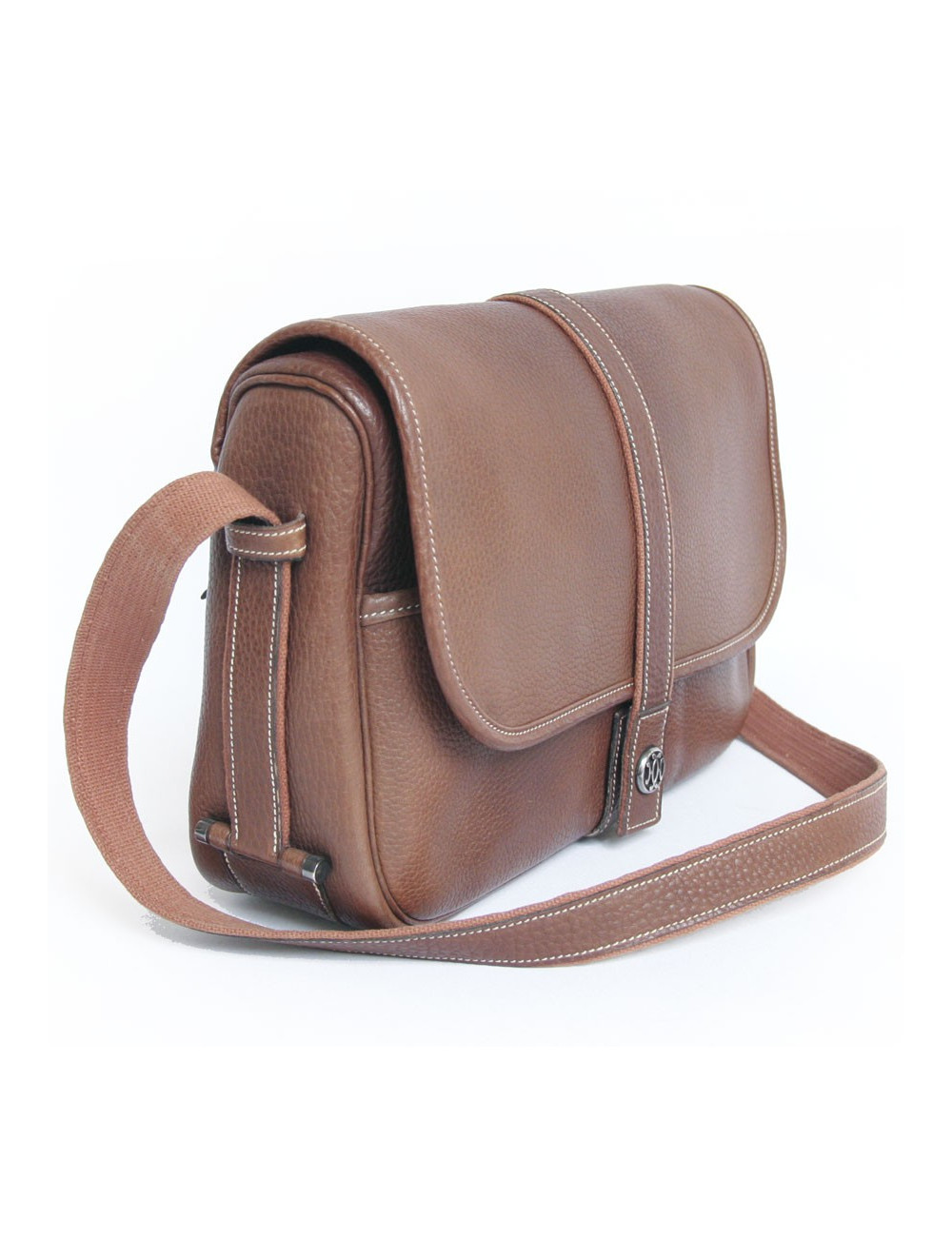 Besace "Nouméa" HERMES en cuir marron