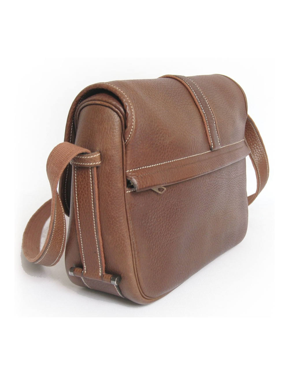 Besace "Nouméa" HERMES en cuir marron