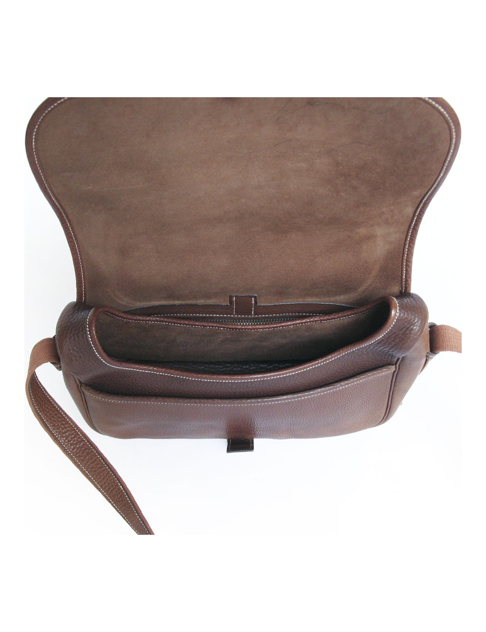 Besace "Nouméa" HERMES en cuir marron