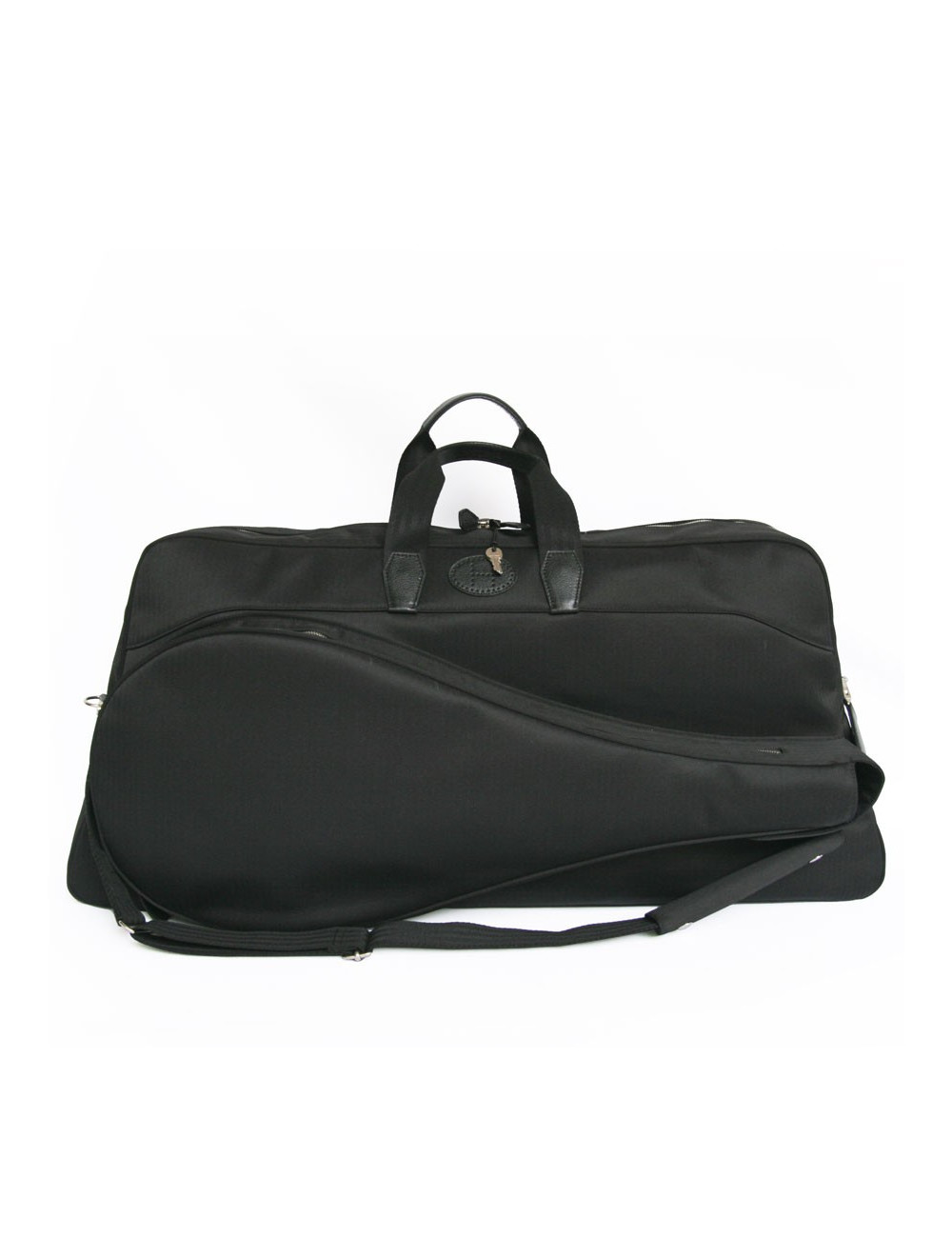 Sac de tennis HERMES en toile chevrons noirs