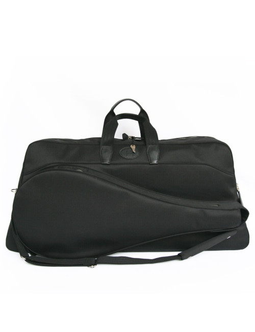 HERMÈS tennis bag in black chevron canvas with its towel