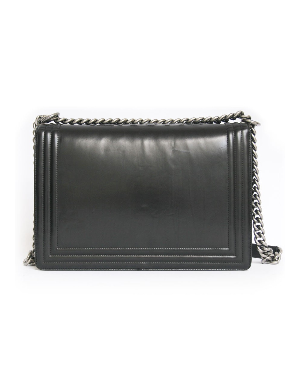 Sac "Boy" CHANEL en cuir lisse noir