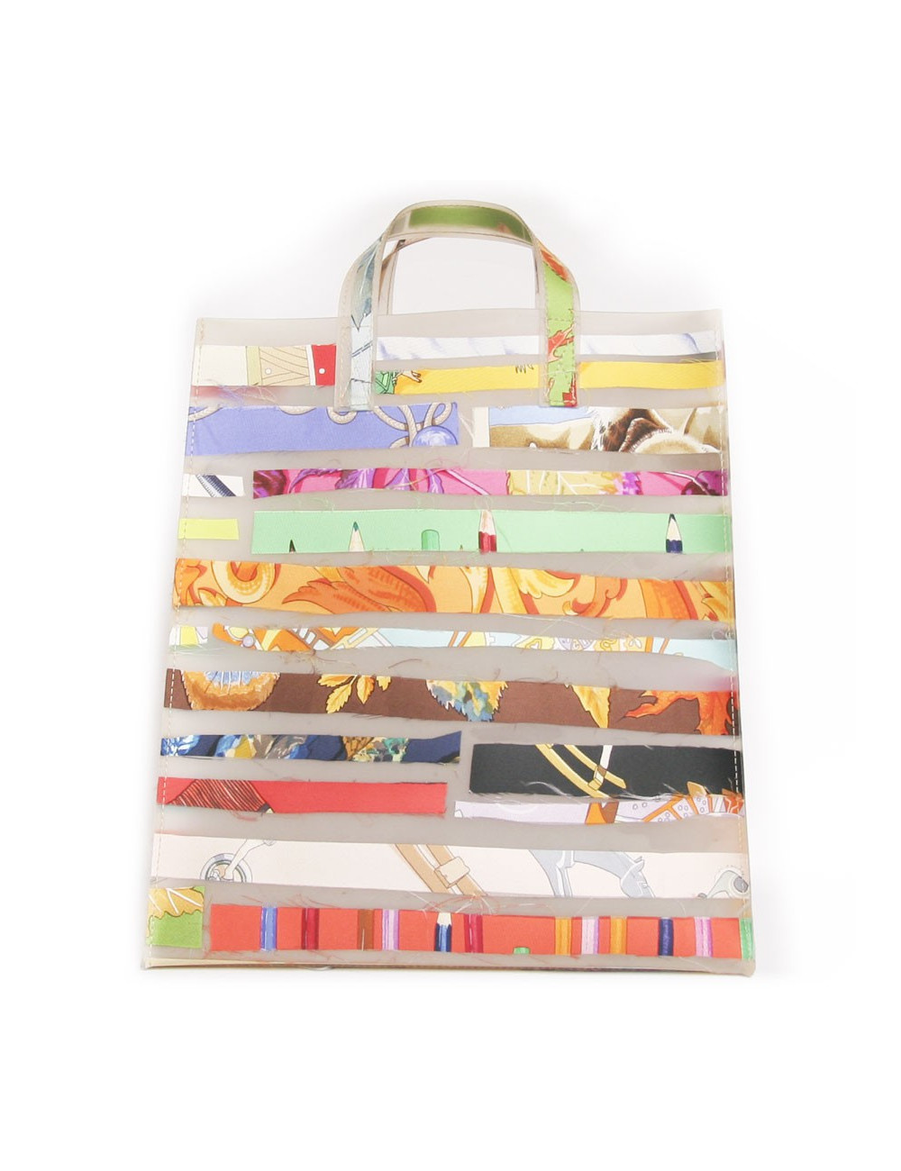 Sac HERMES plastique et rubans foulards