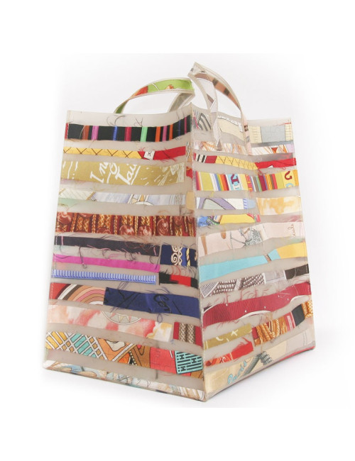 Sac HERMES plastique et rubans foulards