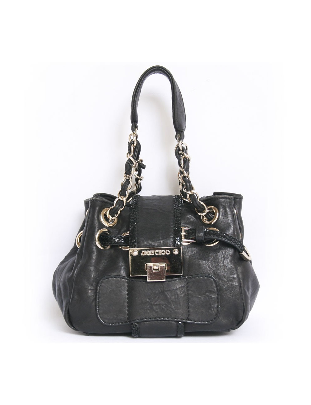 Mini sac JIMMY CHOO cuir et serpent noir