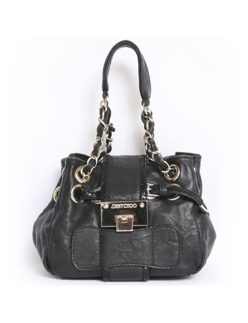Mini sac JIMMY CHOO cuir vieilli et serpent noir