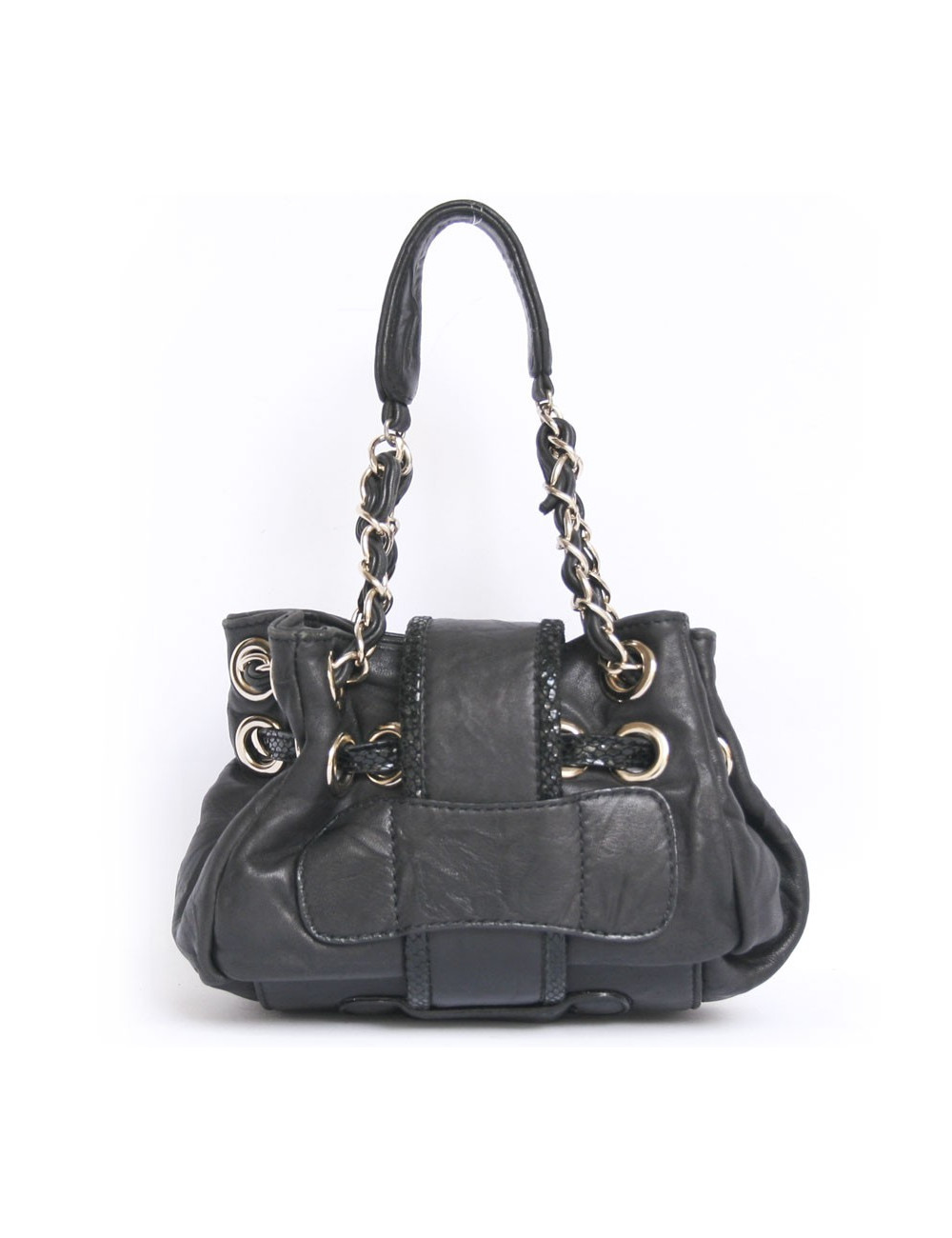 Mini sac JIMMY CHOO cuir et serpent noir