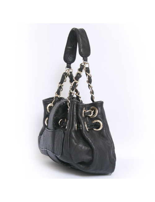 Mini sac JIMMY CHOO cuir vieilli et serpent noir