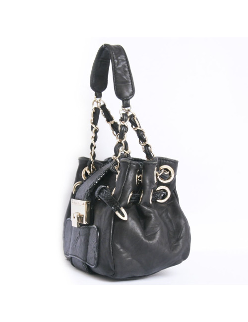 Mini sac JIMMY CHOO cuir vieilli et serpent noir