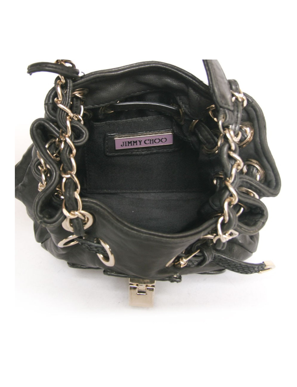 Mini sac JIMMY CHOO cuir et serpent noir