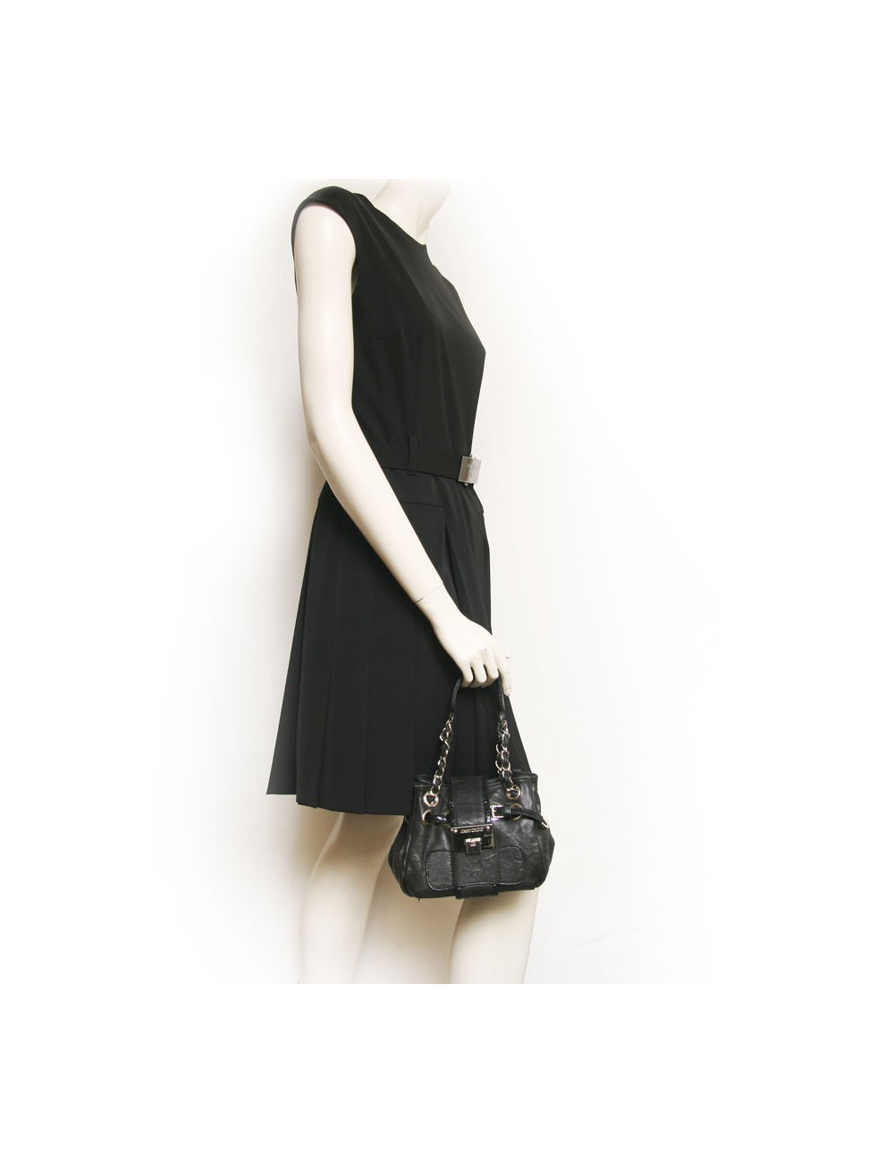 Mini sac JIMMY CHOO cuir vieilli et serpent noir