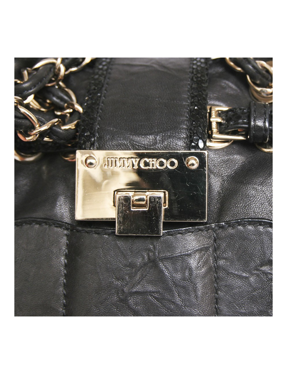 Mini sac JIMMY CHOO cuir et serpent noir