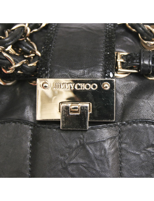 Mini sac JIMMY CHOO cuir vieilli et serpent noir