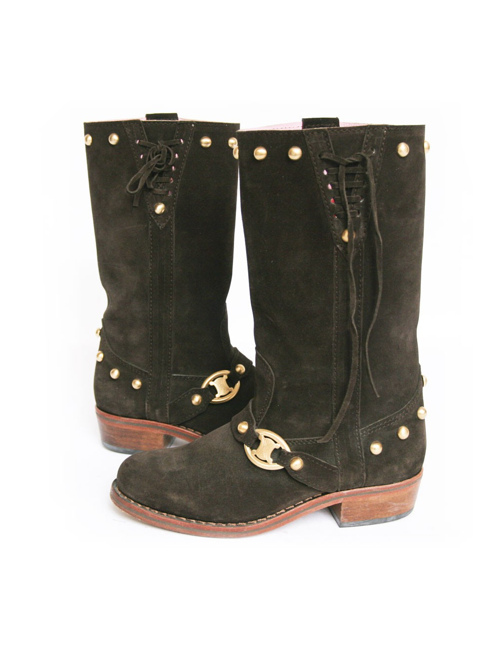 Bottes CELINE en veau velours marron T 36