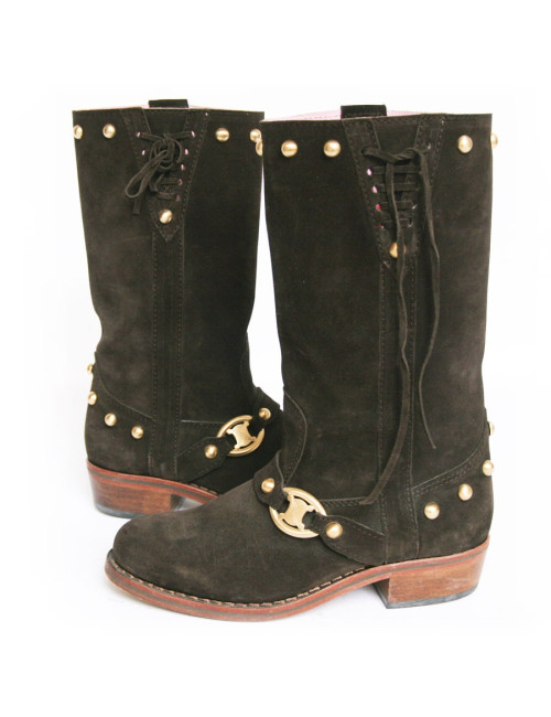 Bottes CELINE en veau velours marron T 36