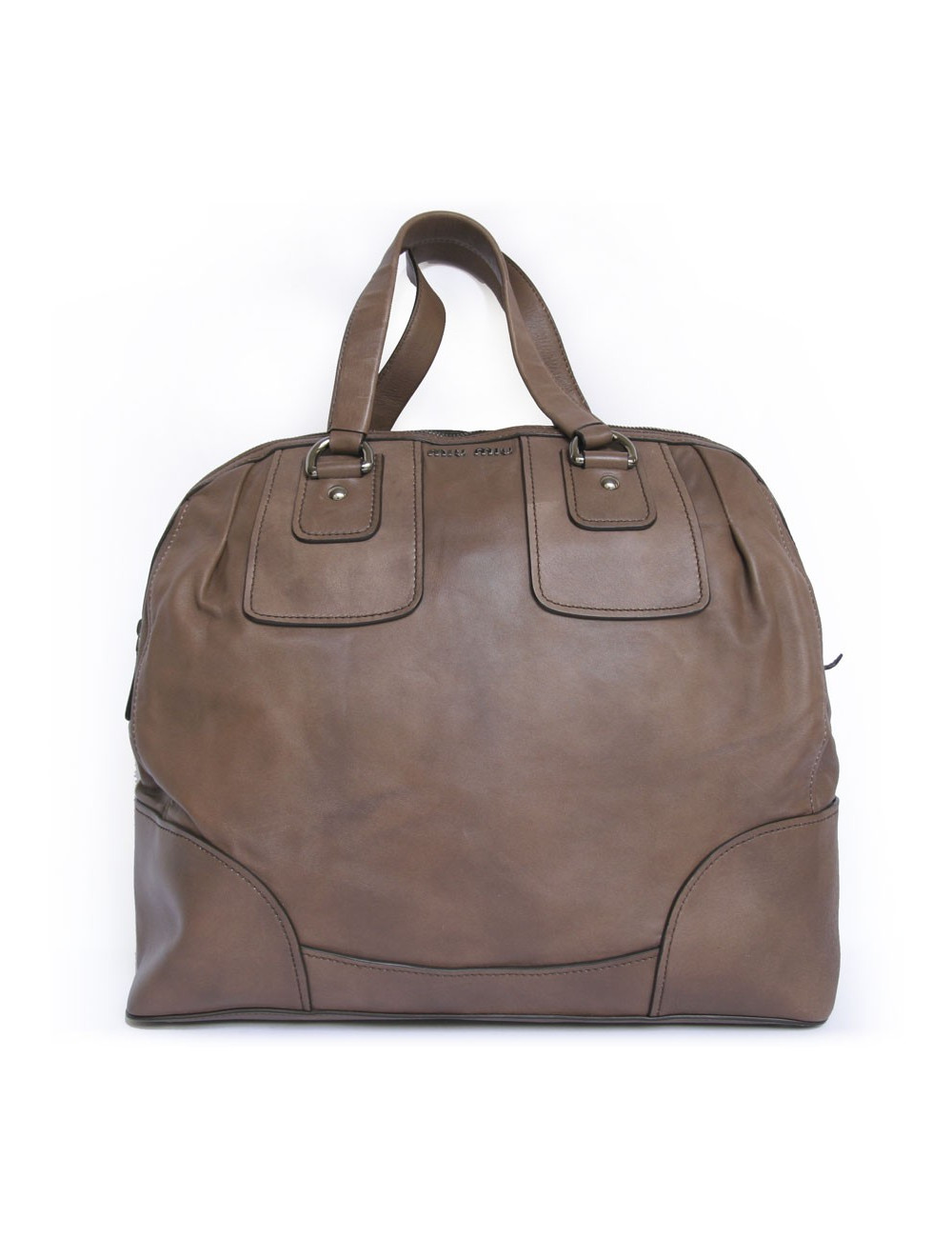 Sac weekender MIU MIU cuir étoupe GM