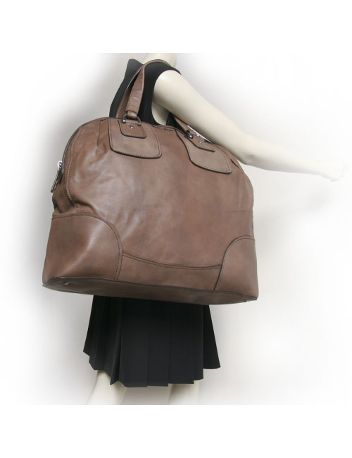 Sac weekender MIU MIU cuir étoupe GM