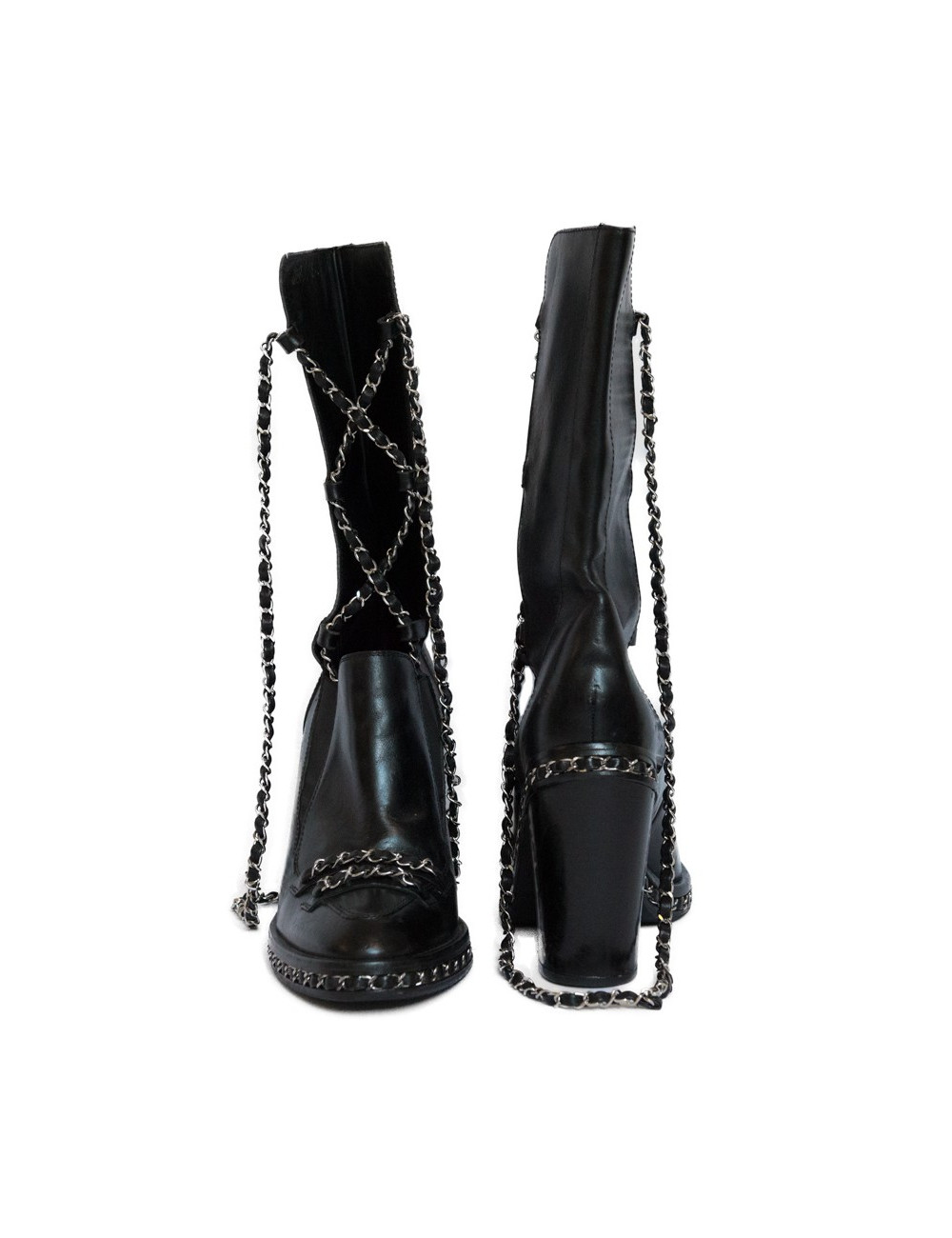 Boots CHANEL en cuir noir T40