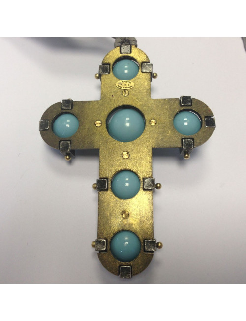 Collier LANVIN crucifix turquoise