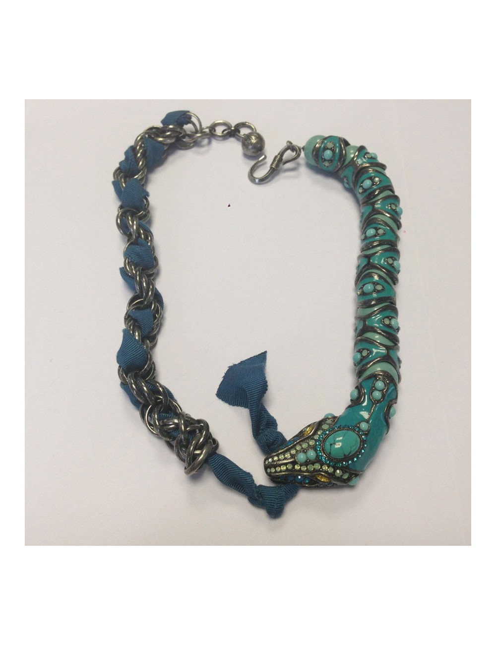 Collier LANVIN serpent articulé en résine et strass