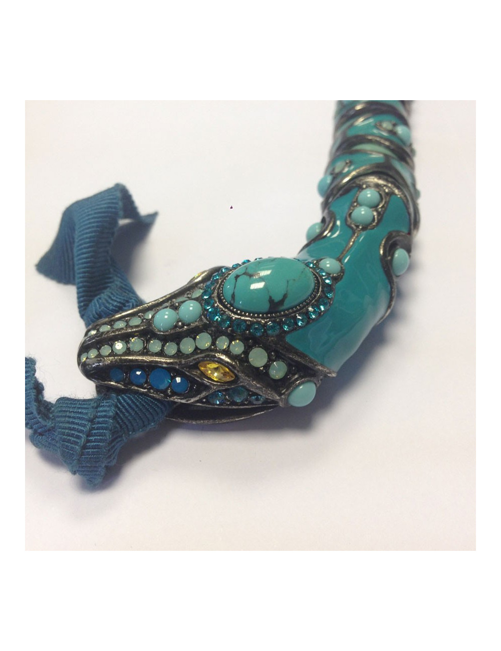 collier LANVIN serpent articulé en résine et strass