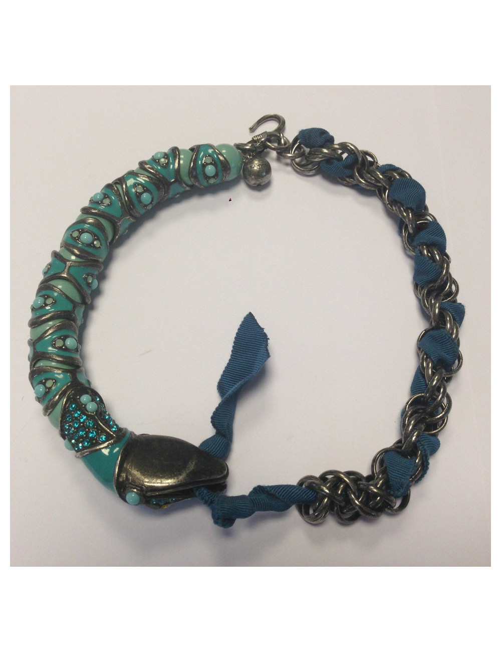 Collier LANVIN serpent articulé en résine et strass