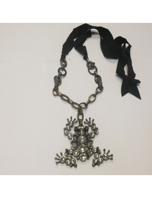 Collier - broche LANVIN grenouille strass de Swarowski 