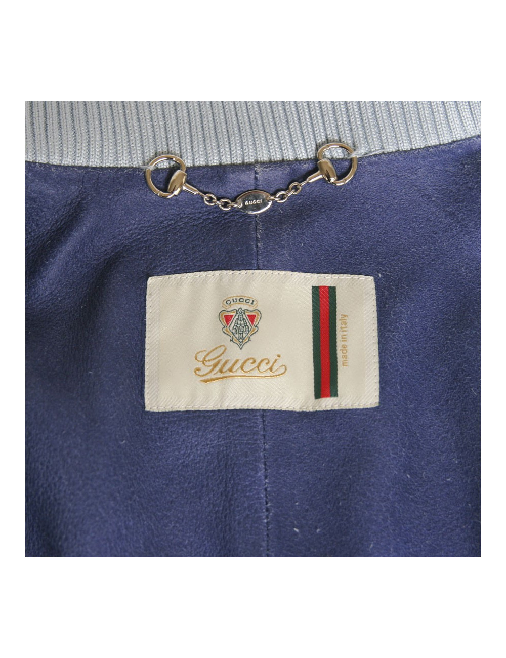 Veste biker en cuir GUCCI bleu ciel