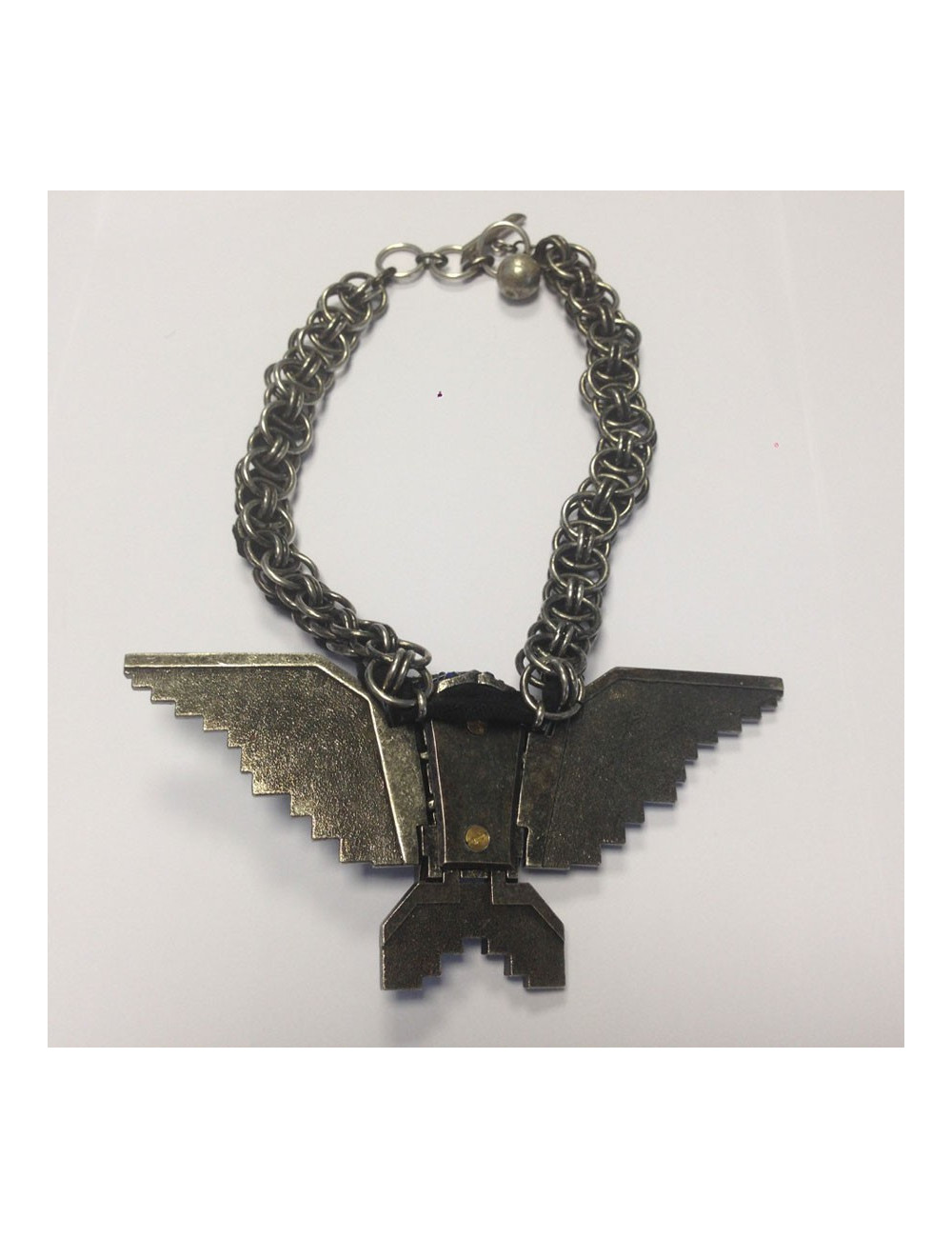 Collier LANVIN aigle articulé strass bleus et métal