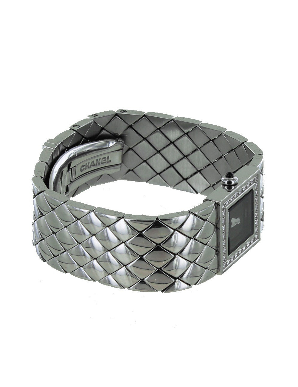 Montre matelassée CHANEL acier et diamants