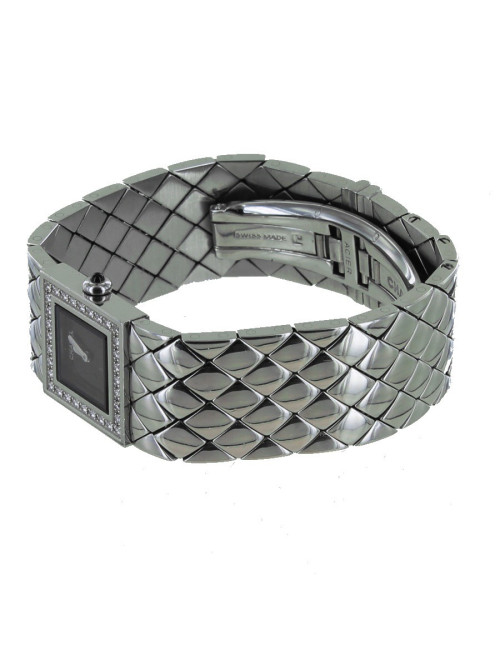 Montre matelassée CHANEL acier et diamants