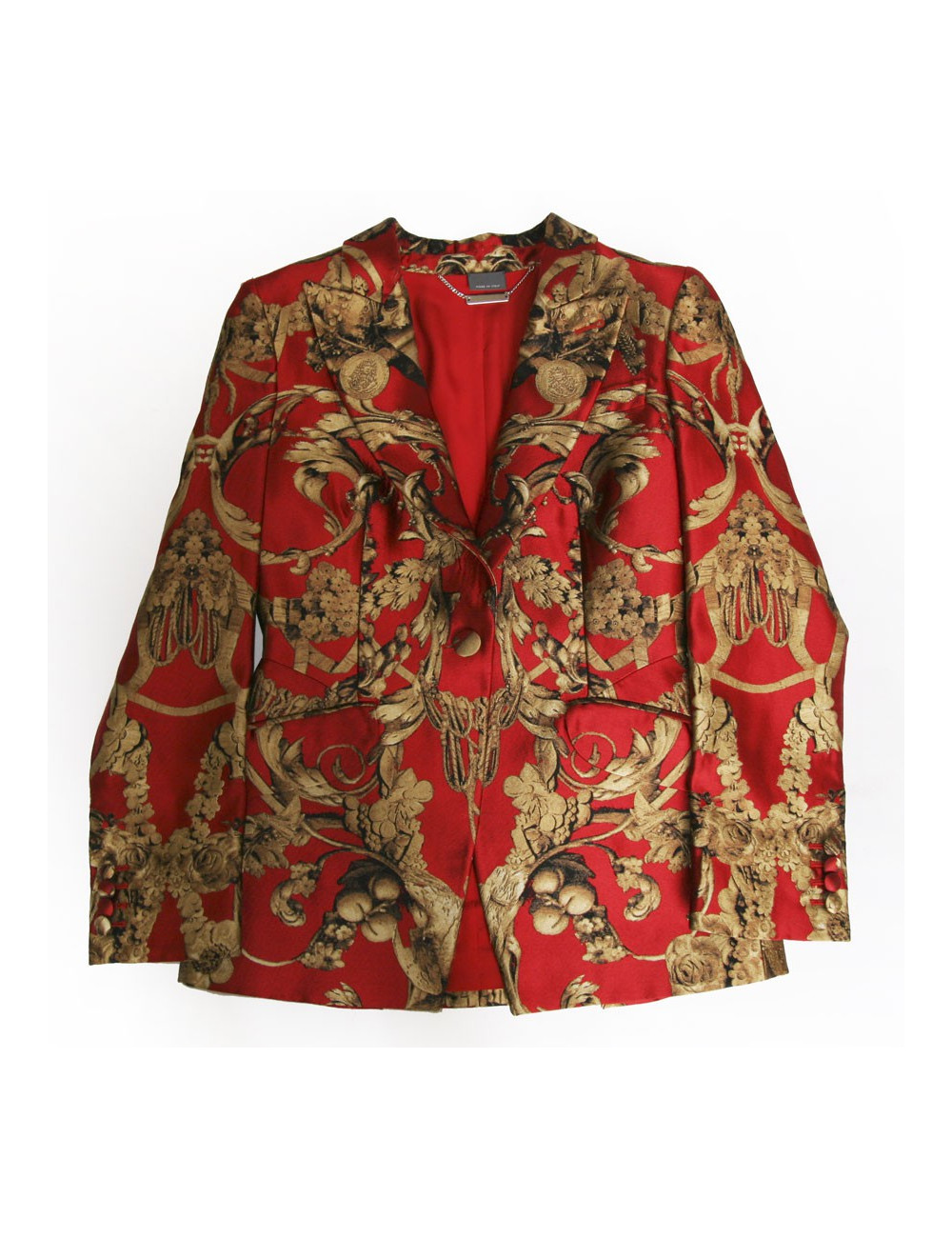 Veste ALEXANDER MCQUEEN en soie rouge et doré T40