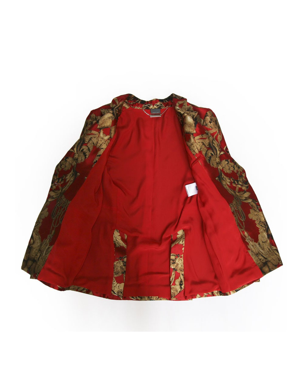 Veste ALEXANDER MCQUEEN en soie rouge et doré T40