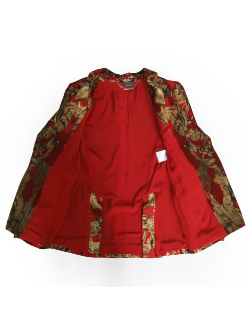 Veste ALEXANDER MCQUEEN en soie rouge et doré T40