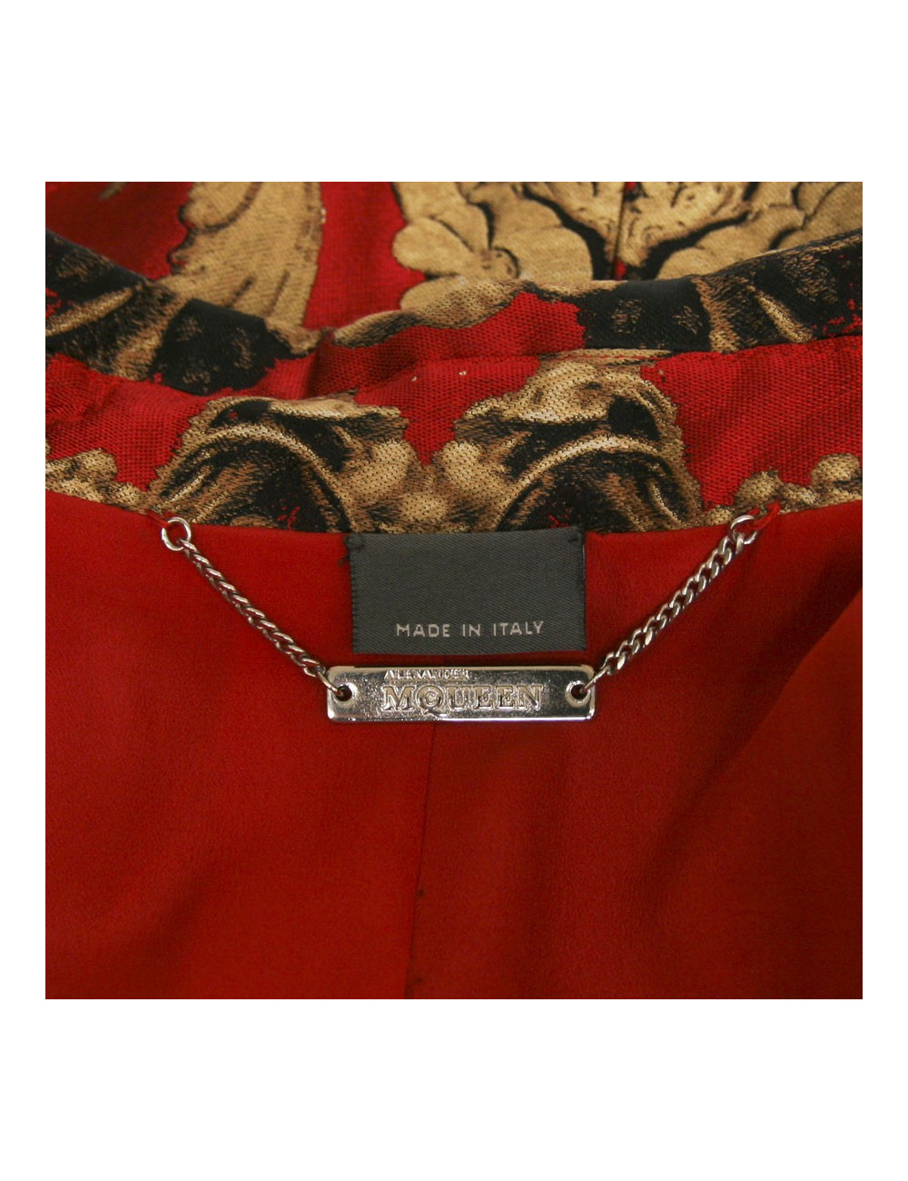 Veste ALEXANDER MCQUEEN en soie rouge et doré T40