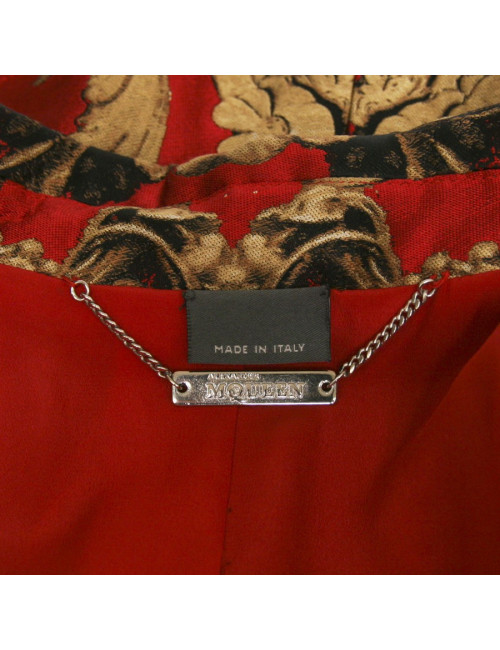 Veste ALEXANDER MCQUEEN en soie rouge et doré T40