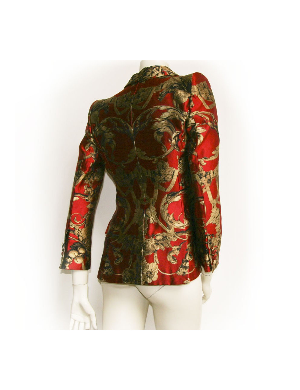Veste ALEXANDER MCQUEEN en soie rouge et doré T40