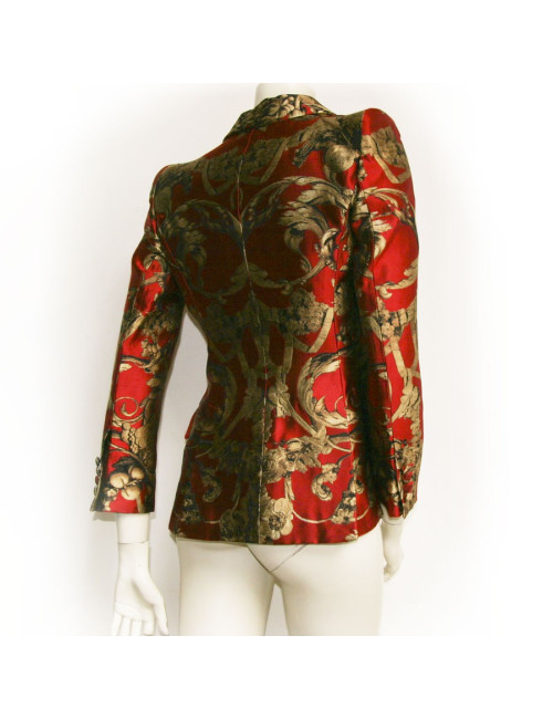 Veste ALEXANDER MCQUEEN en soie rouge et doré T40