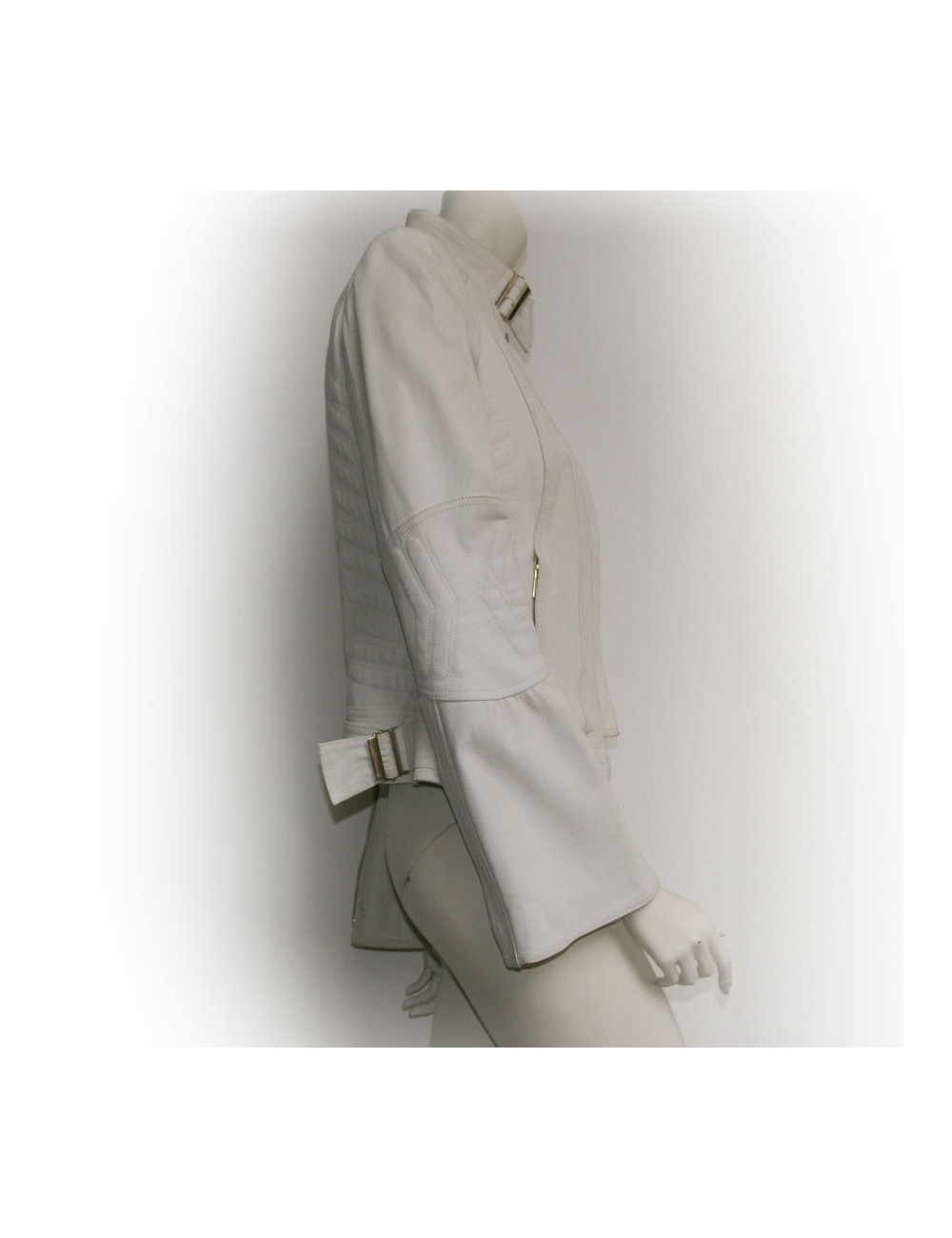Veste biker GUCCI en cuir blanc