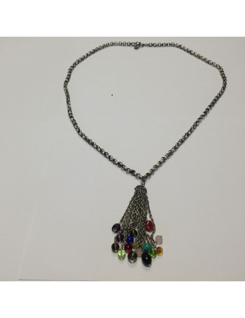 Collier Marguerite de Valois en pâte de verre multicolore