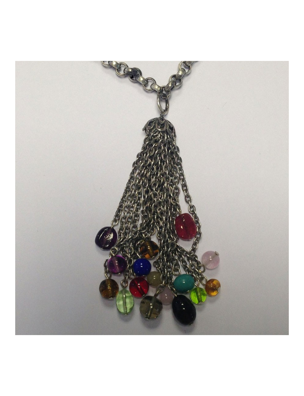 Collier Marguerite de Valois en pâte de verre multicolore