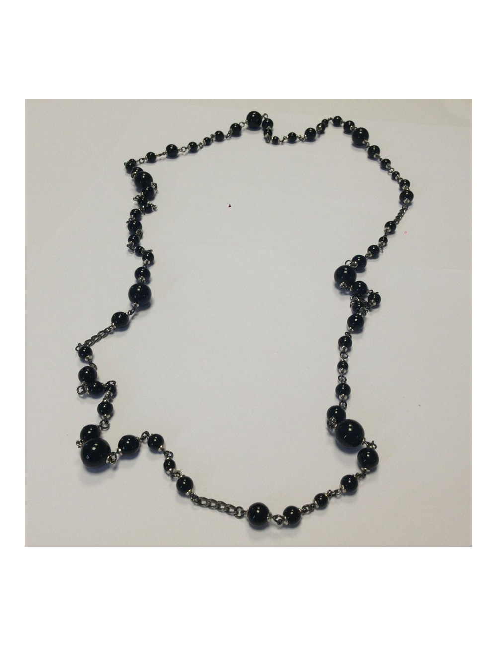 Sautoir Marguerite de Valois pâte de verre noir