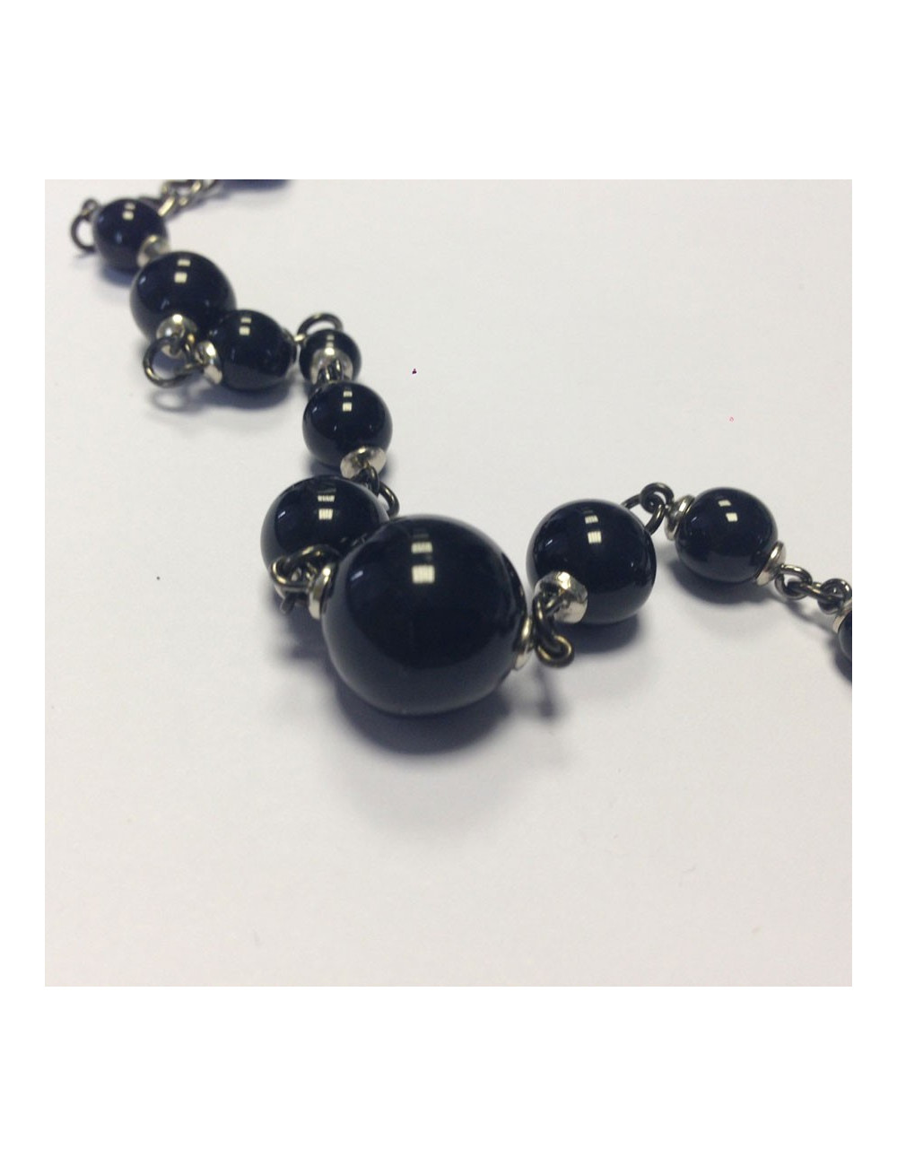 Sautoir Marguerite de Valois pâte de verre noir