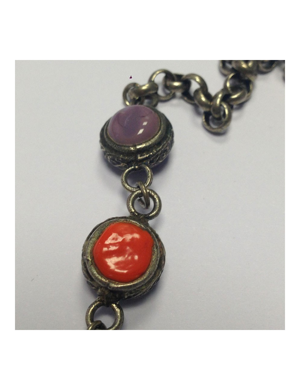 Collier Marguerite de Valois chaîne argent vieilli