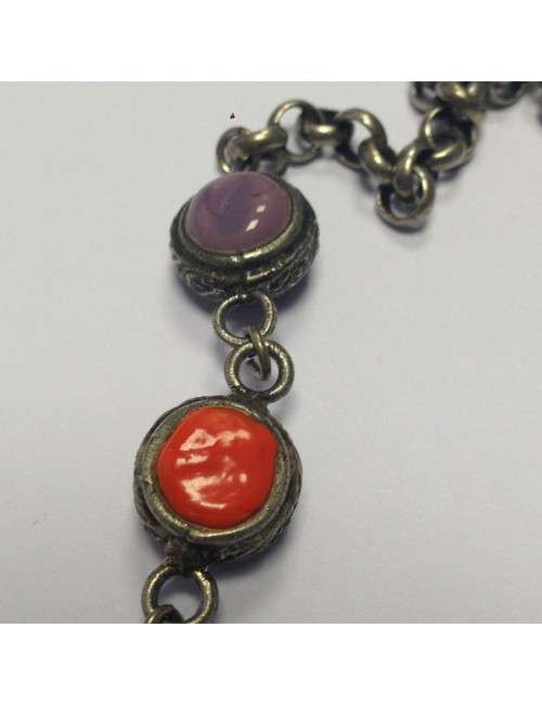 Collier Marguerite de Valois chaîne argent vieilli