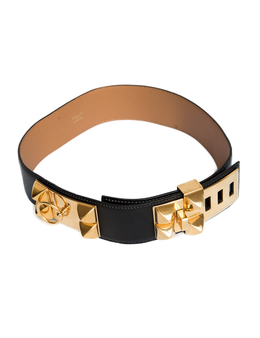 Ceinture Médor HERMES cuir noir