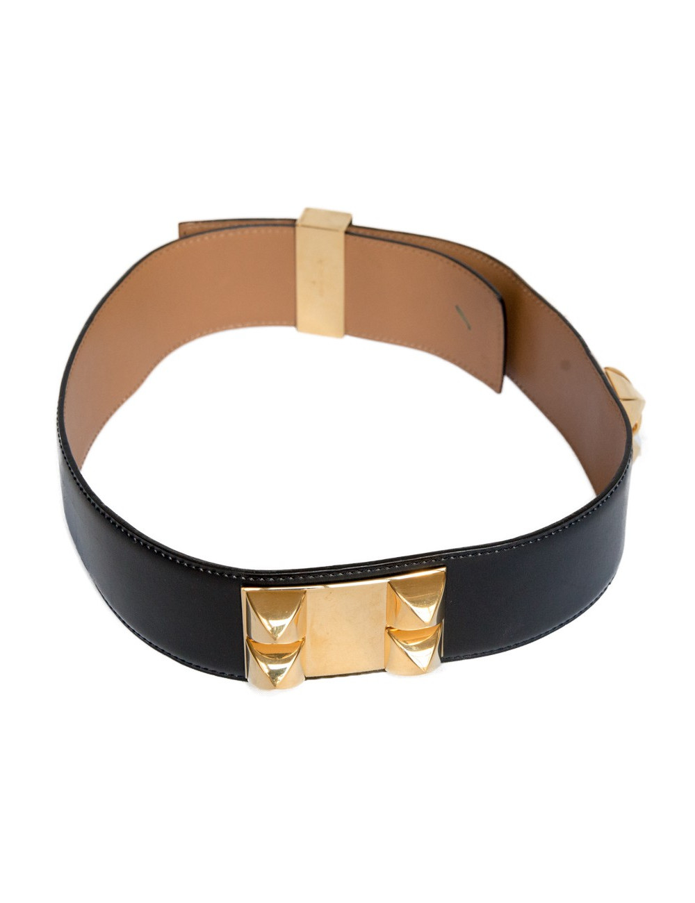 Ceinture Médor HERMES cuir noir