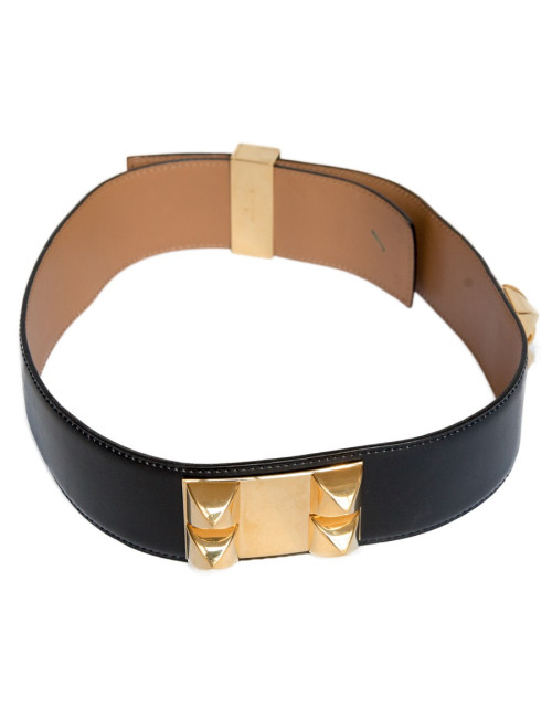 Ceinture Médor HERMES cuir noir