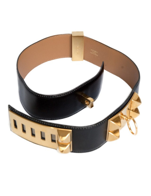 Ceinture Médor HERMES cuir noir