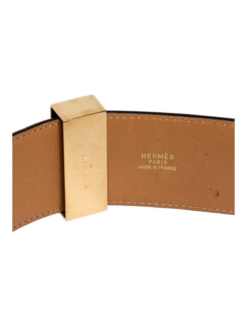 Ceinture Médor HERMES cuir box noir t65